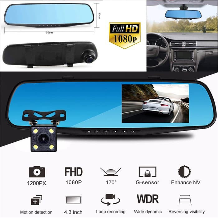 Retrovisor Full HD con Camara Trasera